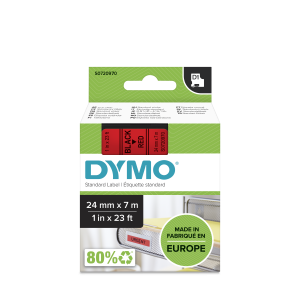 D1 Label Tape - Removable Poly - Black on Red - 24mmx7m