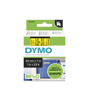 D1 Label Tape - Removable Poly - Black on Yellow - 24mmx7m