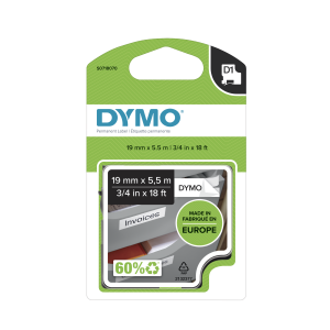 D1 Label Tape - Permanent Poly - Black on White - 19mmx5.5m