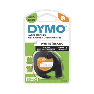 DYMO LetraTag Tape - Iron-On - Black on White - 12mmx2m
