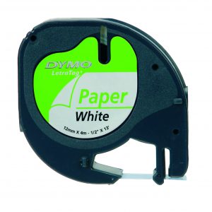 DYMO LetraTag Tape - Paper - Black on White - 12mmx4m