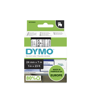 D1 Label Tape - Removable Poly - Black on Clear - 24mmx7m