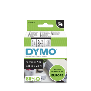 D1 Label Tape - Removable Polyester - Black on Red - 9mmx7m