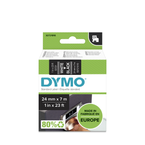 D1 Label Tape - Removable Poly - White on Black - 24mmx7m