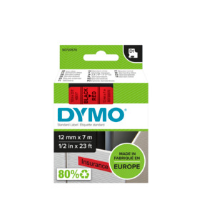 D1 Label Tape - Removable Poly - Black on Red - 12mmx7m
