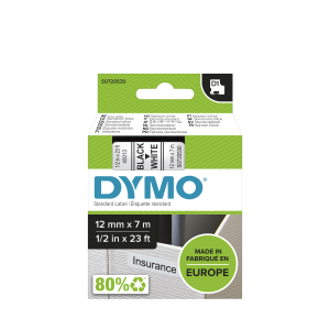 D1 Label Tape - Removable Poly - Black on White - 12mmx7m