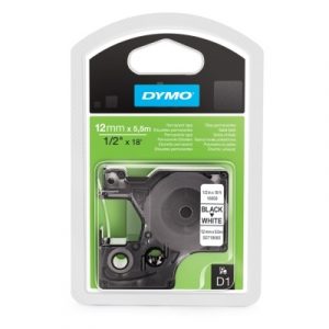 D1 Label Tape - Flexible Nylon - Black on White - 12mmx5.5m