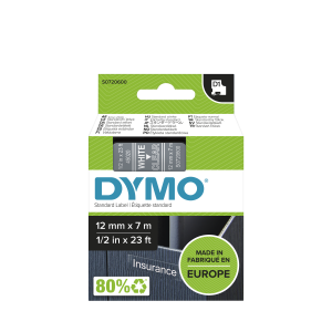 D1 Label Tape - Removable Poly - White on Clear - 12mmx7m