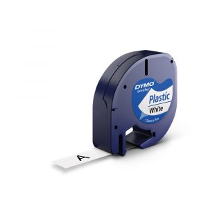 DYMO LetraTag Tape - Plastic - Black on White - 12mmx4m