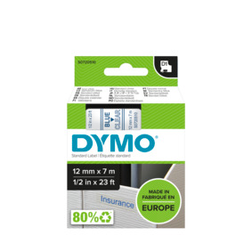 D1 Label Tape - Removable Poly - Blue on Clear - 12mmx7m