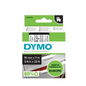 D1 Label Tape - Removable Poly - Black on Clear - 19mmx7m